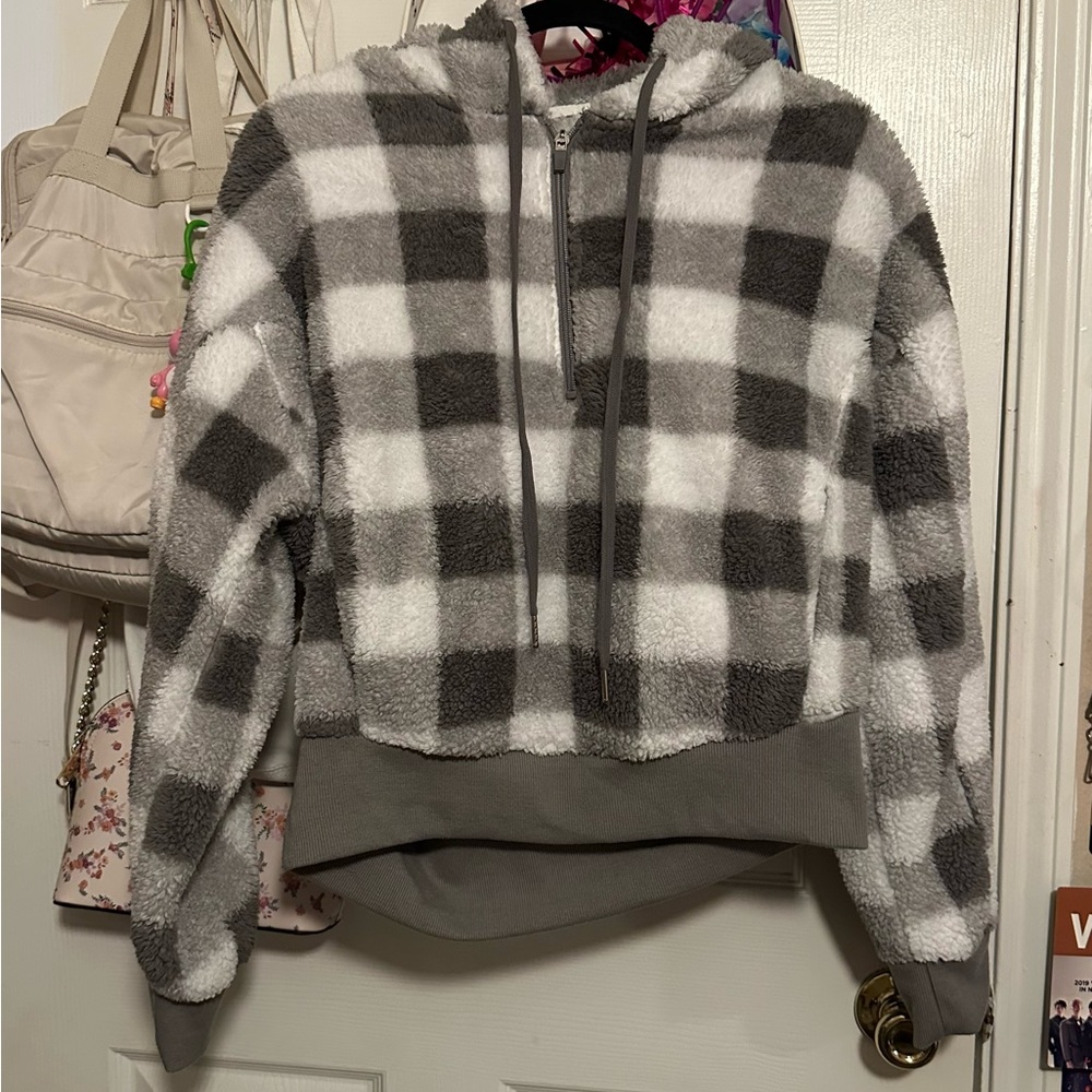 Fuzzy Plaid Jacket